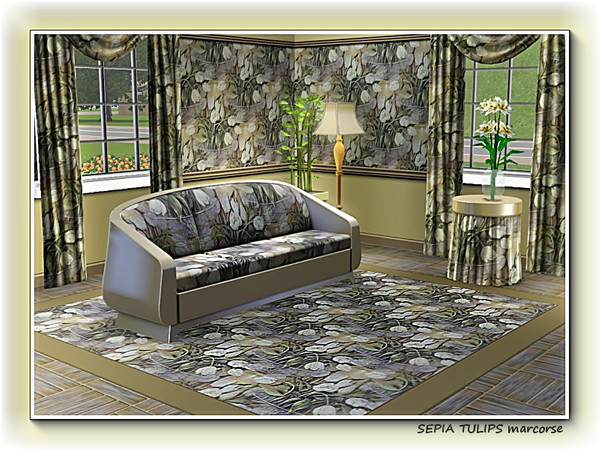Sims 3 — Sepia Tulips pattern by marcorse — White tulips given a sepia wash.