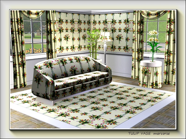 Sims 3 — Tulip Vase pattern by marcorse — A vase of colourful tulips, in two sizes, is repeated in a filled square
