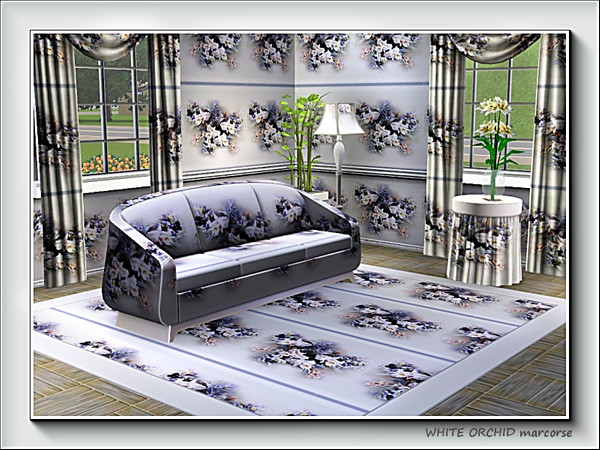 Sims 3 — White Orchid pattern by marcorse — A beautiful spray of white orchids in a horizontal repeat pattern, separated