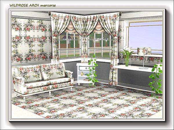 Sims 3 — Wild-Rose Arch pattern by marcorse — Wild roses in profusion in an arch-like repeat pattern.