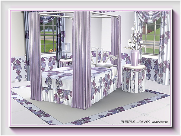 Sims 3 — Purple Leaves pattern by marcorse — A hanging cluster of grapes leaves, in purple tones.