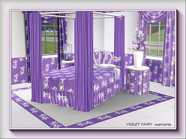 Sims 3 — Violet Fairy pattern by marcorse — A small-scale repeat pattern featuring a small fairy motif on a violet purple