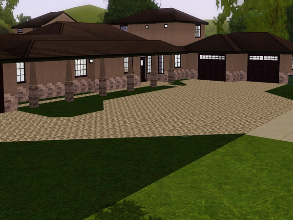 Sims 3 — Modern Ranch  by lovgotmehere — 4 Bedrooms 5 Bathrooms, 3 Car Garage, Barn, Pool, Covered Spa Area. This ranch