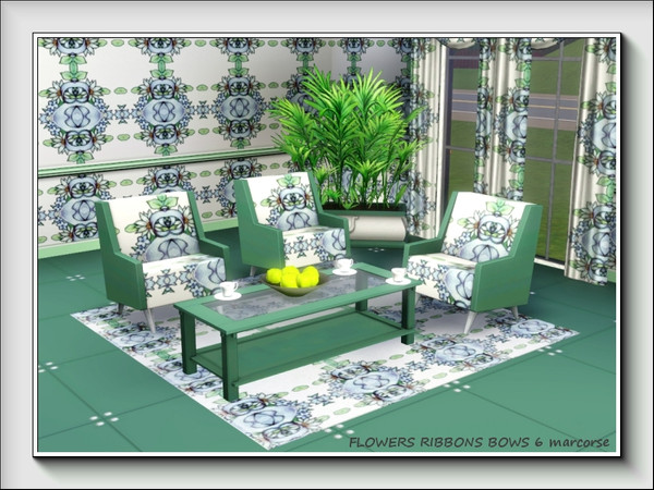 Sims 3 — Flowers Ribbons Bows 6 pattern by marcorse — No. 6 in a series of 8 Fabric patterns, all based on the same
