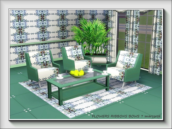 Sims 3 — Flowers Ribbons Bows 7 pattern by marcorse — No. 7 in a series of 8 Fabric patterns, based on the same image, in