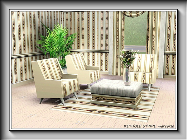 Sims 3 — Keyhole Stripe pattern by marcorse — A simple stripe pattern in yellow and brown featuring keyhole shapes