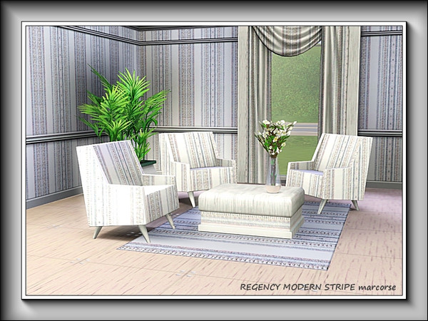 Sims 3 — Regency Modern Stripe pattern by marcorse — A modern take on a regency pattern in neutral grey and blue.