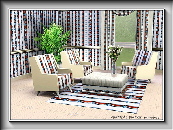 Sims 3 — Vertical Swag pattern by marcorse — Another swag design converted to a vertical stripe in shades of brown, grey