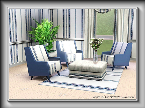 Sims 3 — Wide Blue Stripe pattern by marcorse — A wide, blue and white striped vertical pattern.