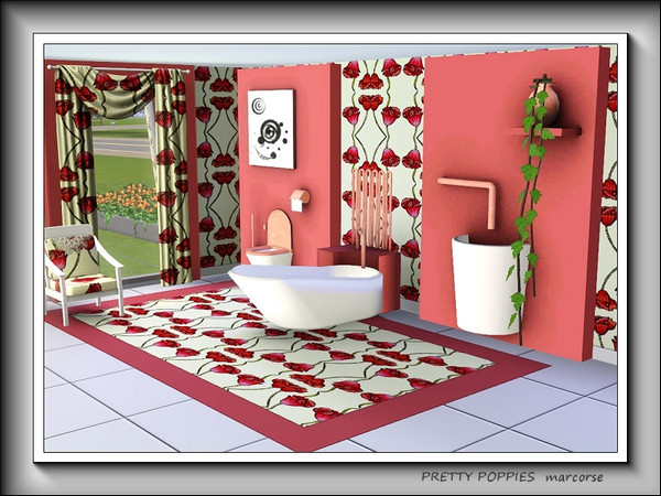 Sims 3 — Pretty Poppies pattern by marcorse — Pretty red poppies in a simple repeat pattern