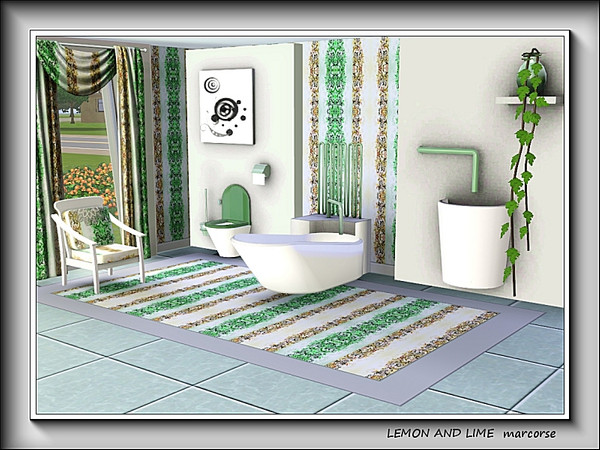 Sims 3 — Lemon and Lime pattern by marcorse — Green and yellow patterned stripes in a vertical design.