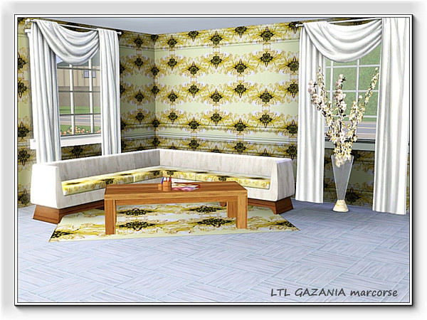 Sims 3 — LTL Gazania pattern by marcorse — Black centred, yellow gazania flowers, in a larger than life repeat pattern.