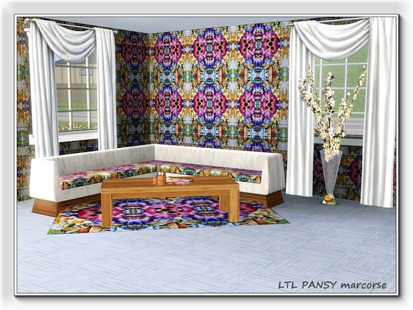 Sims 3 — LTL Pansy pattern by marcorse — Really in your face, this bright pansy pattern in shades of pink and blue is