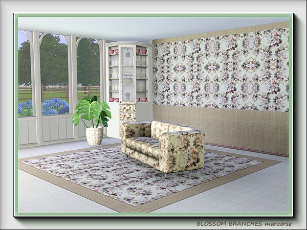 Sims 3 — Blossom Branches pattern by marcorse — Small clusters of apple blossom and the branches that support them, in a