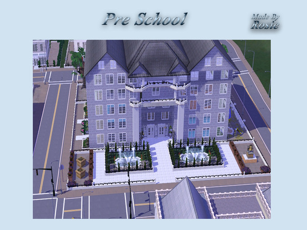 Sims 3 — Pre School by Rosieuk — this is the Pre School which has the rabbit hole, I have built around it to make it look