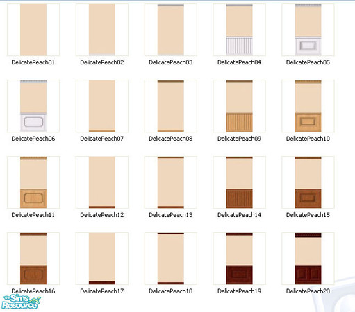 Sims 2 — Delicate Peach by gil_shalos — A set of 20 walls painted a delicate peach with a variety of kicks, crowns and