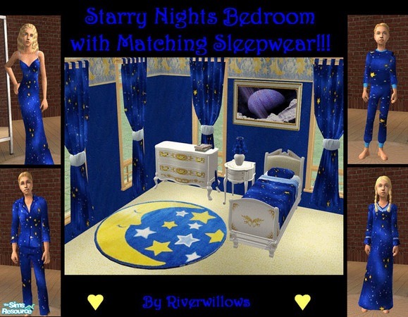 Sims 2 — Starry Nights Bedroom by Riverwillows — A great bedroom, suitable for child or teen. Comes with matching