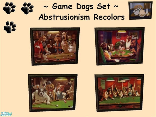 Sims 2 — Game Dogs Set by MinnieMinPin — Game Dogs Set ~ Found under the Abstrusionism Painting.