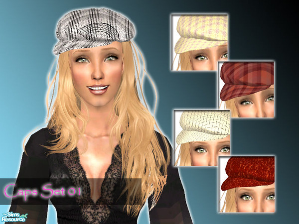 Sims 2 — Caps Set 01 by Technomicky — This set contains 5 different Caps Designs. You need to download the Mesh from