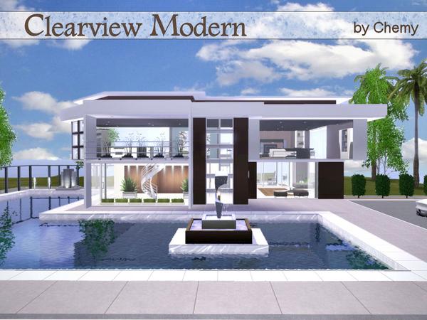 Sims 3 — Clearview Modern by chemy — An ultra modern 2 bedroom minimalistic home design lets the light in with the vast