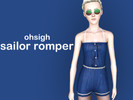 Sims 3 — Sailor Romper by ohsigh2 — Young adult/adult female romper featuring white stripes on the legs and middle. 