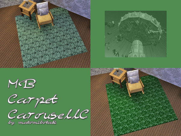 Sims 3 — MB-CarpetCarouselC by matomibotaki — Carpet pattern with floral design, 2 recolorable areas, to find under