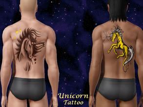 Sims 3 — Unicorn Tattoo by allison731 — Tattoo with two different unicorns which are separated in two variations. 1st