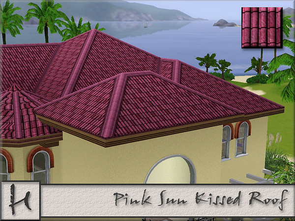Sims 3 — Pink Sun Kissed Roof by hatshepsut — Mediterranean roof tiles with wood trim