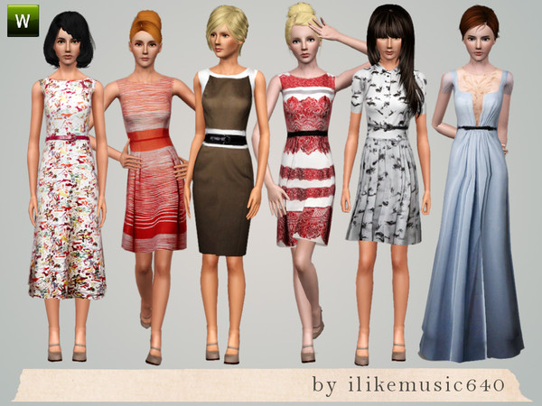 Sims 3 — Spiral by ILikeMusic640 — a set of six designer dresses, not recolorable