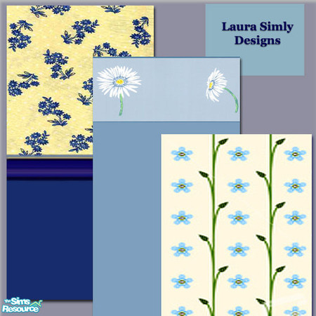 Sims 2 — Laura Simly Springtime Blue Floral Wall Set by debs913 — Pretty tiny blue flowers in three variations, first