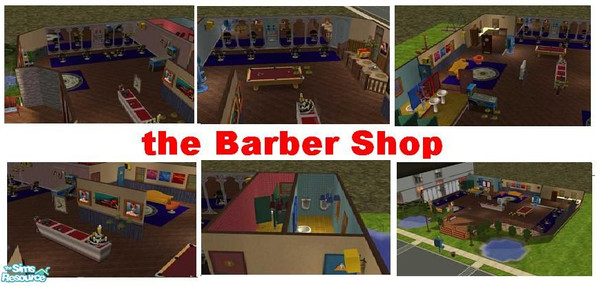 Sims 2 — the Barber Shop by simfan23 — This is a barber shop with a modern yet laid back setting! Include of a bathroom