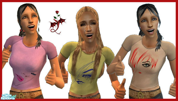 Sims 2 — Fun T Shirts by cariadbach — A set of three fun T shirts to wear at the week end.