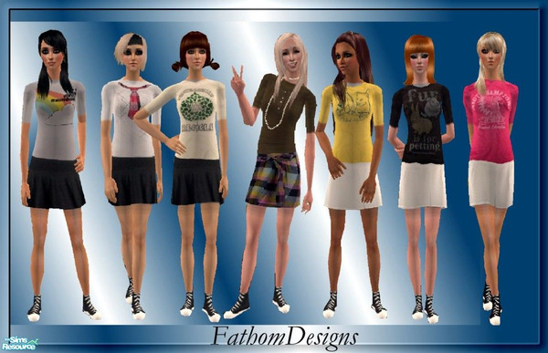Sims 2 — Get Active by FathomDesigns — A set of seven outfits foor your adult sims with different sayings that have