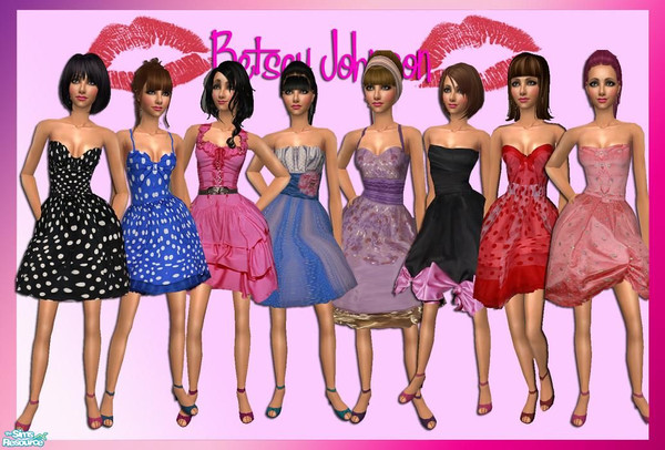 Sims 2 — Betsey Johnson by pretty_baby — a set of 8 formal dresses for teen based on Betsey Johnsons Latest Runway show.