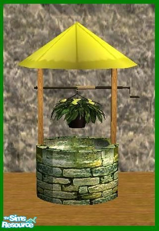 Sims 2 — Flower Shop 3 Miniature Wishing Well  Yellow by cat3cm — A new color for the miniature wishing well.