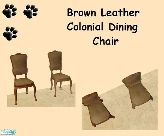 Sims 2 — Colonial Dining Chair Brown Leather - 3 by MinnieMinPin — 