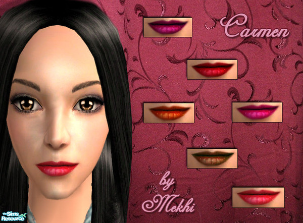 Sims 2 — Carmen by Mekhi — Six dark lipstick colours for your simmies ^^ Enjoy!