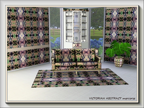 Sims 3 — Victorian Abstract pattern by marcorse — Another bold, colourful Victorian pattern of stylised flowers and