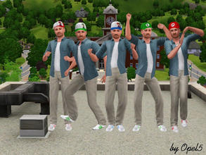 Sims 3 — Mario Caps by opel5 — This are five different style caps of mario for adult and young adult male Sims. These