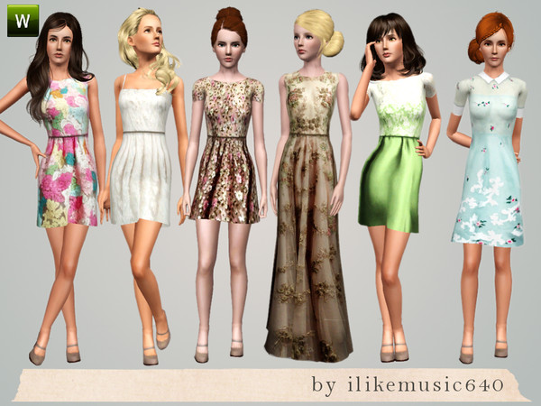 Sims 3 — Go On by ILikeMusic640 — a set of 6 designer dresses in varying lengths