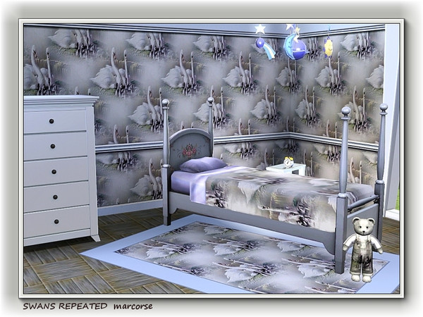 Sims 3 — Swans Repeated pattern by marcorse — On a more refined note, white swan parents and their little clutch of