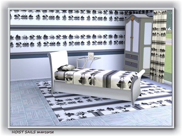 Sims 3 — Hoise Sails pattern by marcorse — A selection of sailing vessels and their reflected images in a horizontal