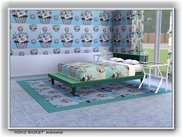 Sims 3 — Mono Basket pattern by marcorse — A simple basket of roses in a line drawn design.