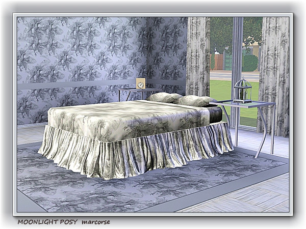 Sims 3 — Moonlight Posy pattern by marcorse — Posies in shades of grey on grey.