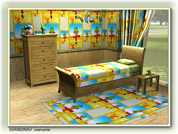 Sims 3 — Scarecrow pattern by marcorse — A happy little field scarecrow is the focus of this bright pattern