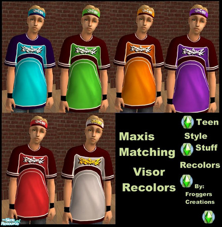 Sims 2 — Maxis jersey matching visors blond hair by frogger1617 — A visor to match the base game jerseys. properly binned