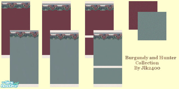Sims 2 — Jlk2400 Burgundy/Hunter Set by jlk2400 — A set of burgundy and hunter walls with matching floors. My first