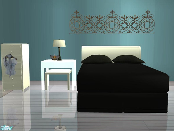 Sims 2 — PBBedroom - Recolor cream - -DBed creamwoodnblack by ShinoKCR — 