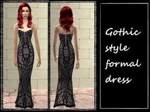 Sims 2 — Gothic dress by Kara_Croft — Black and grey gothic style dress. Fastening detail on the back. Shoes are a