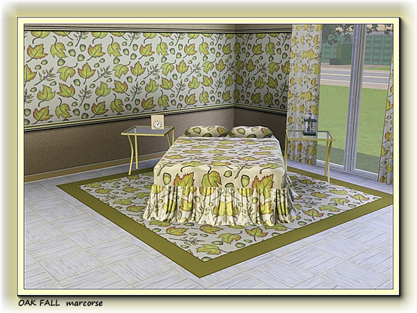 Sims 3 — Oak Fall pattern by marcorse — A typical fall collection . . oak leaves and acorns - in a random repeat pattern.